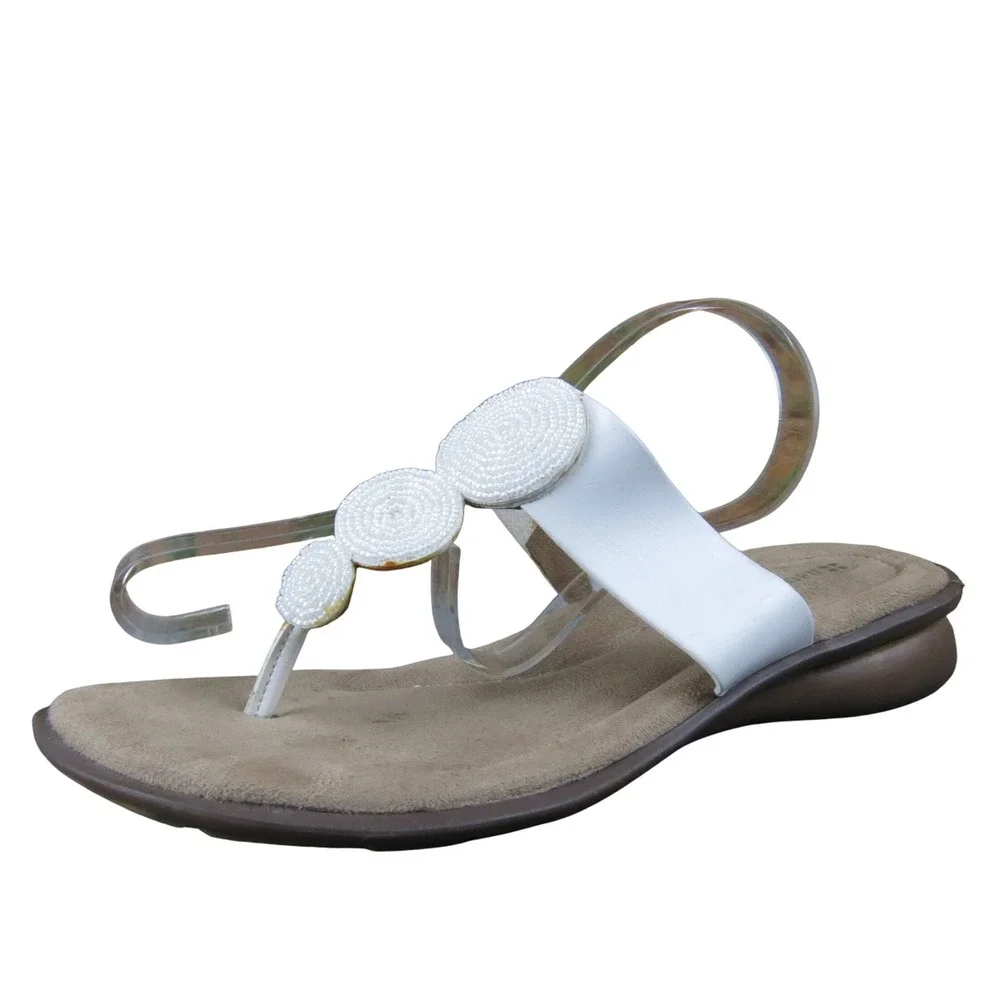 Naturalizer Jillian White Beaded Thong‎ Sandals Women's Size 7M